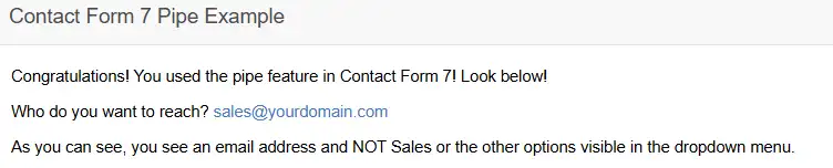 Contact Form 7 Pipe Not Working
